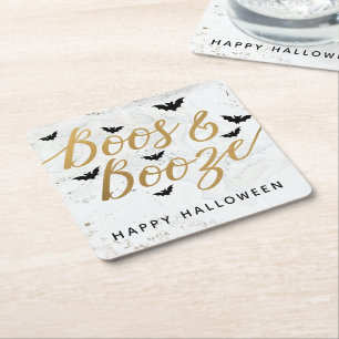 Boos & Booze Halloween Party Vierkante Kartonnen Onderzetter