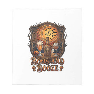 Boos Booze Halloween Schedel Fles Bier Wijn Vleerm Notitieblok