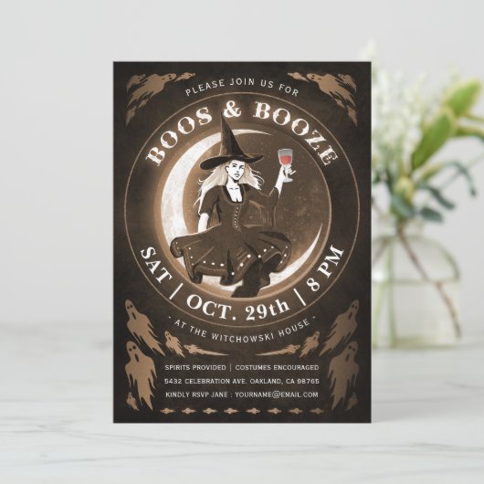 Boos & Booze Halloween Uitnodigingen (Staand voorkant)