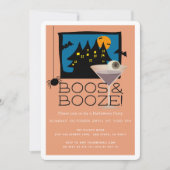 Boos & Booze Haunted Halloween Party Invitation Kaart (Voorkant)