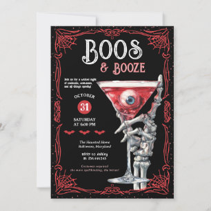 Boos & Booze Rood Spookkostuum Halloween Feest Kaart