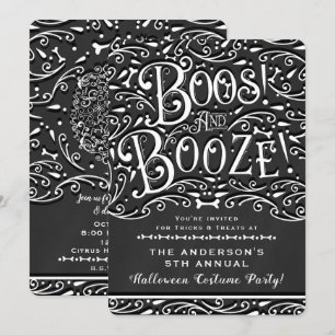 Boos & Booze Vintage Krijt Elegant Halloween Feest Kaart