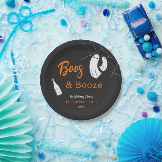 Boos & Booze Volwassen Halloween Chique Zwart Uitn Papieren Bordje (Feest)