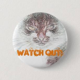 Boos Cute Kattengezicht Schets Ronde Button 5,7 Cm