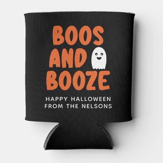 Boos en Booze Adult Halloween Ghost Koozie Cooler (Voorkant)