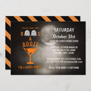 Boos en Booze Adult Halloween Party Graveyard Kaart