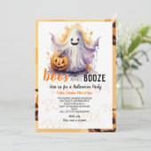 Boos en Booze Black Halloween Party Kaart (Staand voorkant)