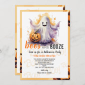 Boos en Booze Black Halloween Party Kaart (Voorkant / Achterkant)