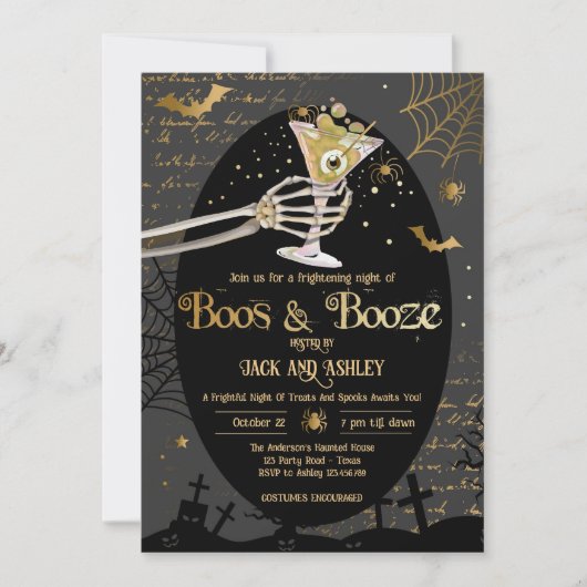 Boos en Booze Brews Volwassen Halloween Party Kaart (Voorkant)