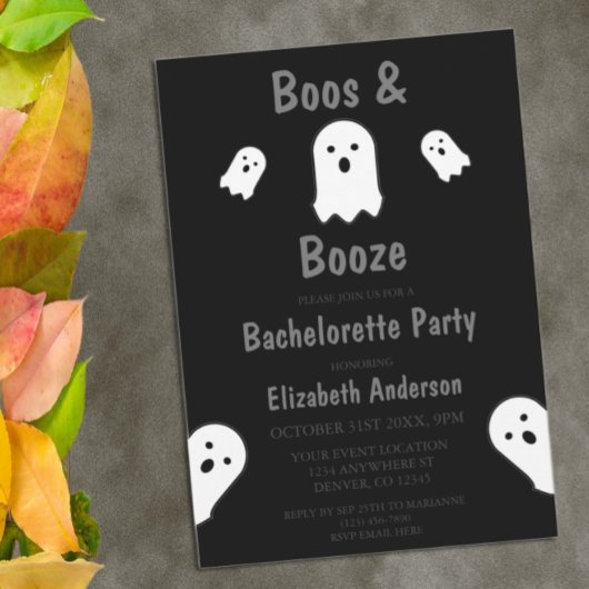 Boos en Booze Halloween Bachelorette Party Kaart