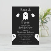 Boos en Booze Halloween Birthday Party Kaart (Staand voorkant)