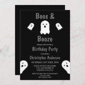 Boos en Booze Halloween Birthday Party Kaart (Voorkant / Achterkant)