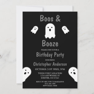 Boos en Booze Halloween Birthday Party Kaart