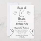 Boos en Booze Halloween Birthday Party Kaart (Voorkant)