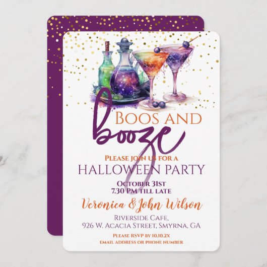 Boos en Booze Halloween Kaart (Voorkant / Achterkant)