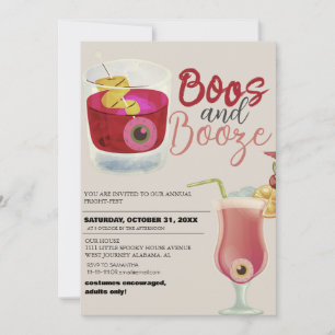 Boos en Booze Halloween Kostuumfeest Kaart