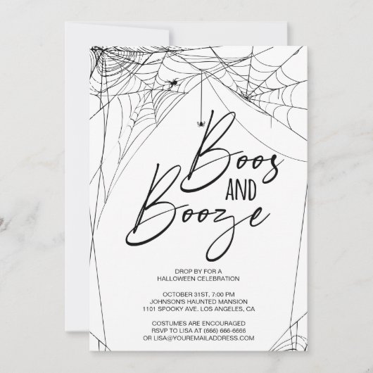 Boos en Booze Halloween Party Kaart (Voorkant)