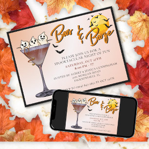 Boos en Booze Halloween Party Kaart