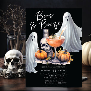 Boos en Booze Halloween Party Kaart