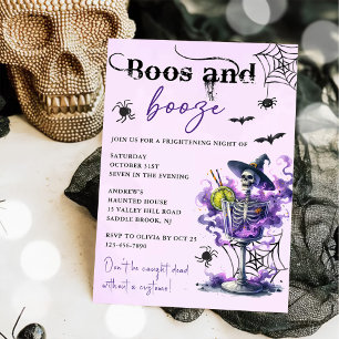 Boos en Booze Halloween Party Kaart