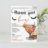 Boos En Booze Halloween Party Uitnodiging (Staand voorkant)