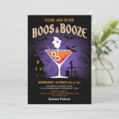 Boos en Booze Volwassen Halloween Feest Kaart (Staand voorkant)