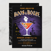 Boos en Booze Volwassen Halloween Feest Kaart (Voorkant / Achterkant)
