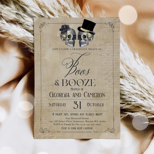 Boos En Booze Volwassen Halloween Gotisch Feest Kaart