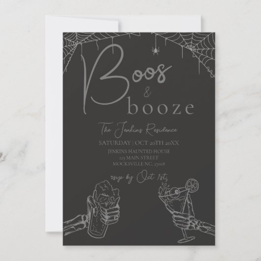 Boos en drank Halloween Skeleton Party Uitnodiging (Voorkant)