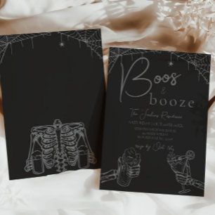 Boos en drank Halloween Skeleton Party Uitnodiging