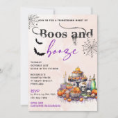 Boos Et Booze Invitation De La Fête D'Halloween (Devant)
