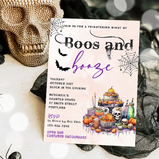 Boos Et Booze Invitation De La Fête D'Halloween