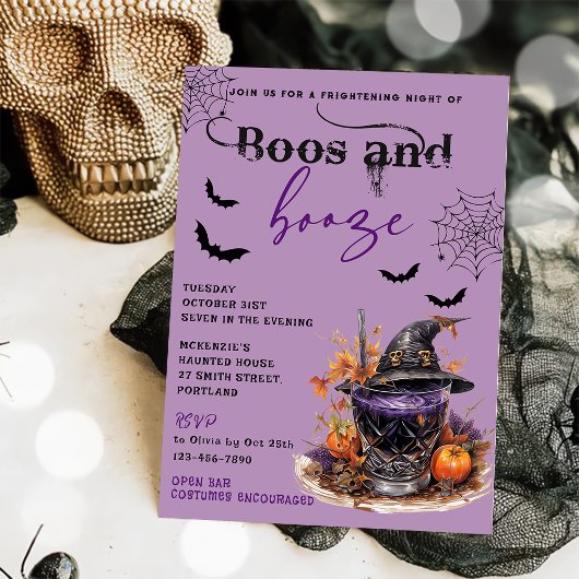 Boos Et Booze Invitation De La Fête D'Halloween