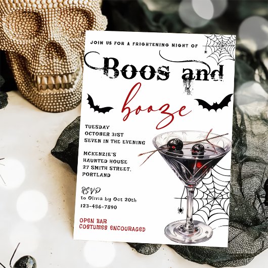 Boos Et Booze Invitation De La Fête D'Halloween