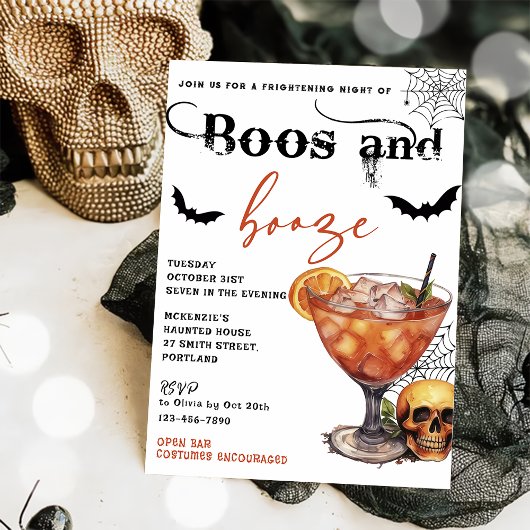 Boos Et Booze Invitation De La Fête D'Halloween