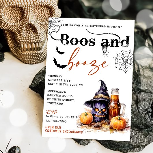Boos Et Booze Invitation De La Fête D'Halloween