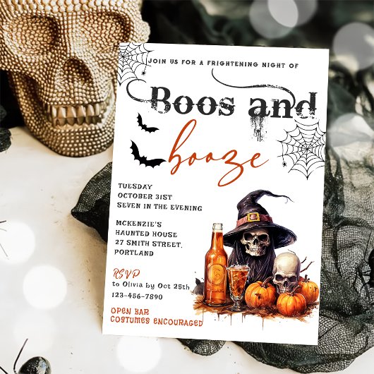Boos Et Booze Invitation De La Fête D'Halloween