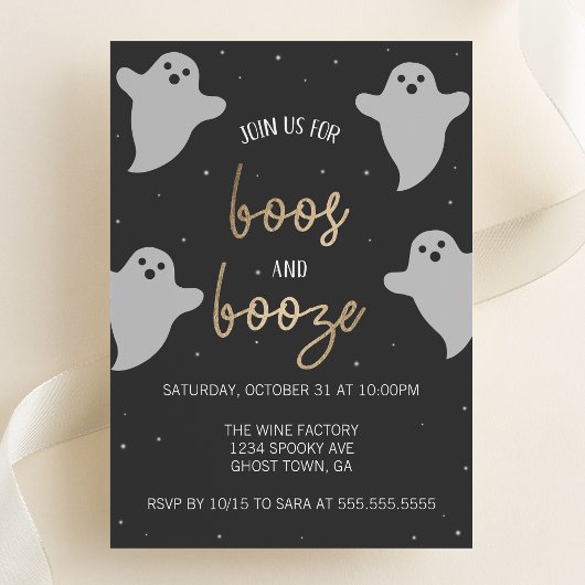 Boos et Booze Invitation de la fête d'Halloween