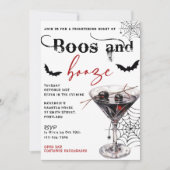 Boos Et Booze Invitation De La Fête D'Halloween (Devant)