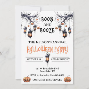 Boos et Booze Invitation de la fête d'Halloween