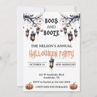 Boos et Booze Invitation de la fête d'Halloween