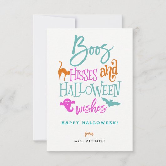 Boos Hisses en Halloween Wishes Kaarten (Voorkant)