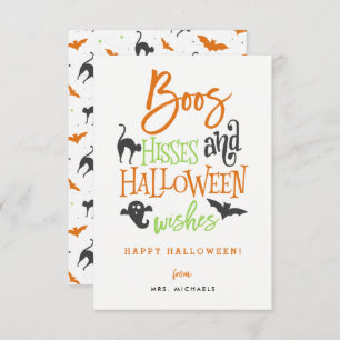 Boos Hisses et cartes de voeux d'Halloween