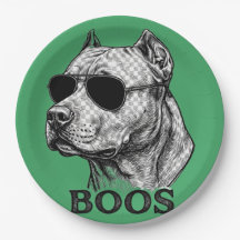 BOOS Pitbull met zonnebril Inkt schets Tattoo ontw
