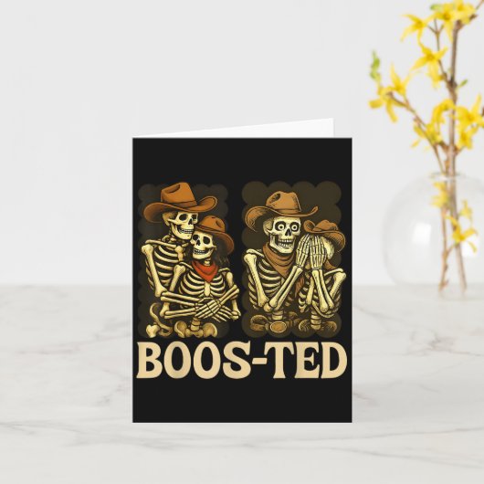 Boos-ted Skeleton Cowboy Funny Halloween Western Kaart (Gele Bloem)
