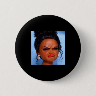 Boos walgelijk zwart poppengezicht meme Boos walgi Ronde Button 5,7 Cm