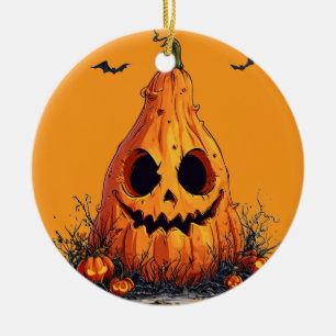 Boosaardige grijnzende pompoen griezelige Hallowee Keramisch Ornament