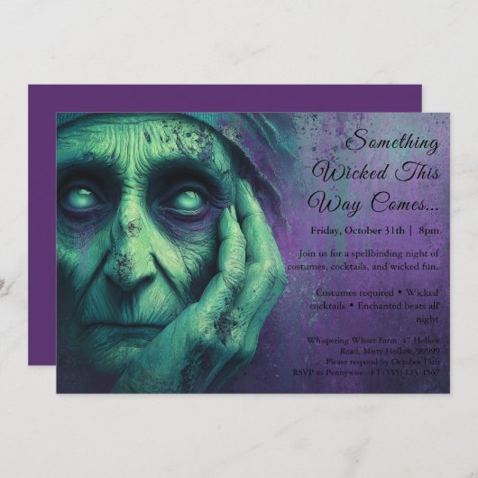 Boosaardige Heks Halloween Feestje Uitnodiging (Voorkant / Achterkant)