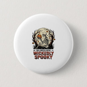 Boosaardige Skelet Halloween Antieke Gravure Ontwe Ronde Button 5,7 Cm