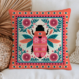 Boosaardkever Insecten Folk Art Cottagecore Bloems Kussen